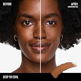 bareMinerals Barepro 24HR Skin-Perfecting Powder Foundation, Matte Pressed Powder Foundation Full Coverage with Plant-Based Squalene, Oil Control, Vegan - Deep 50 Cool