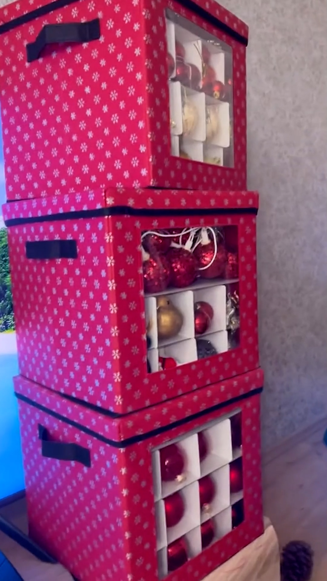 SONGMICS Kerstversieringsdoos, set van 2, met deksel, dubbele