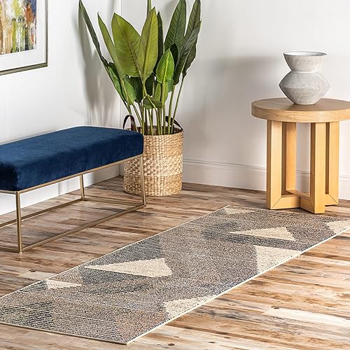 nuLOOM Adrienne - Alfombra de pasillo contemporánea abstracta duradera, 2 pies 6 pulgadas x 8 pies, gris