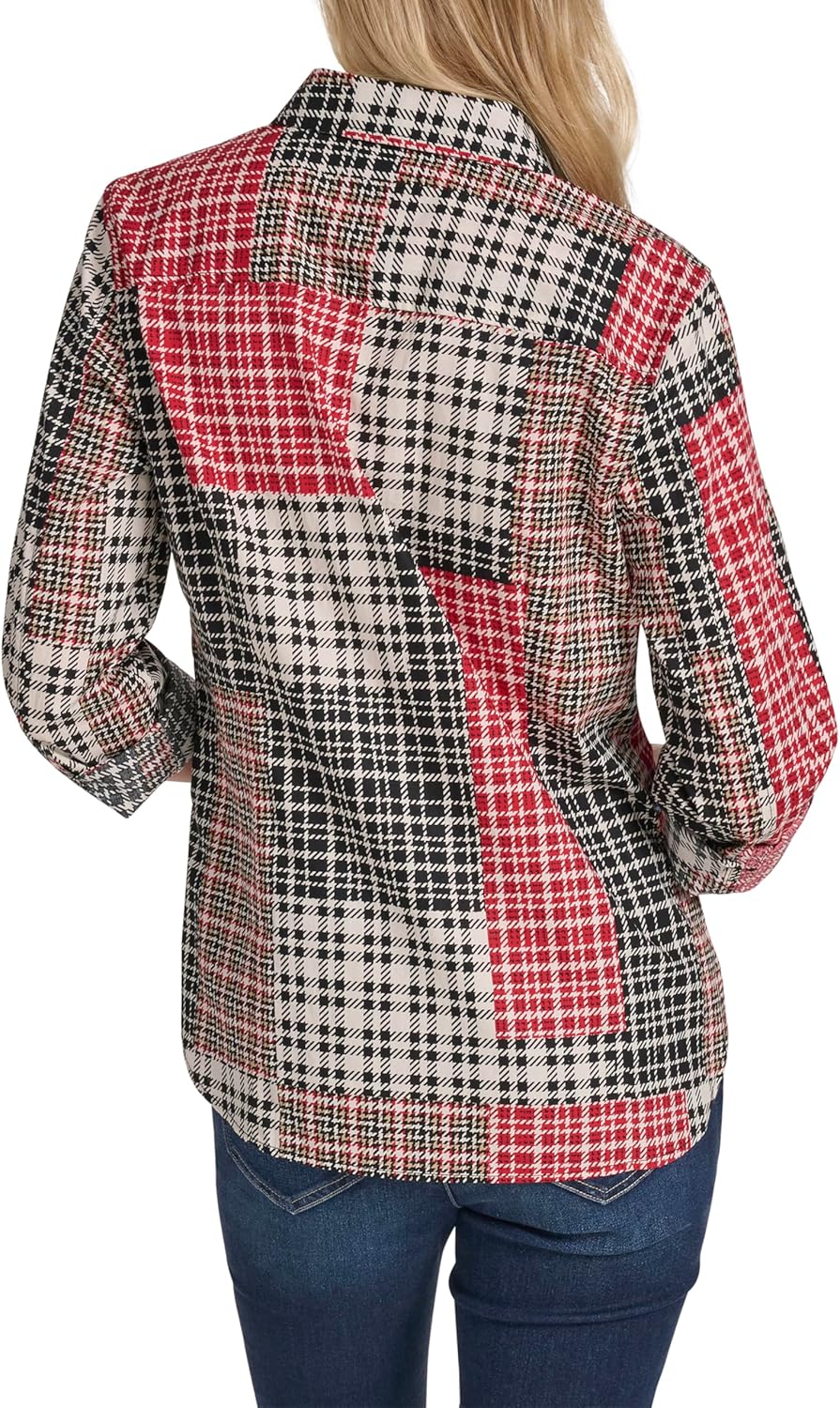 Nautica Womens Button Front Long Sleeve Roll Tab Shirt - Image 4