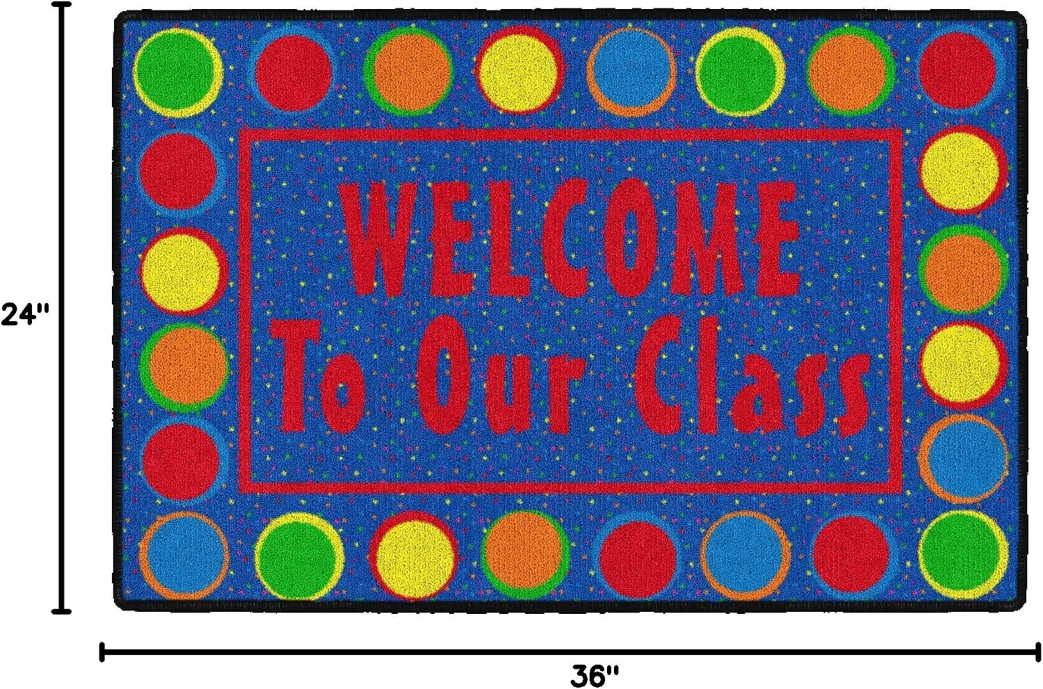 Flagship Carpets Childrens Multicolor Welcome Mat for Classroom or Kids Home School Room, Kids Room and Playroom or Entryway Rug, 2' x 3', Spots