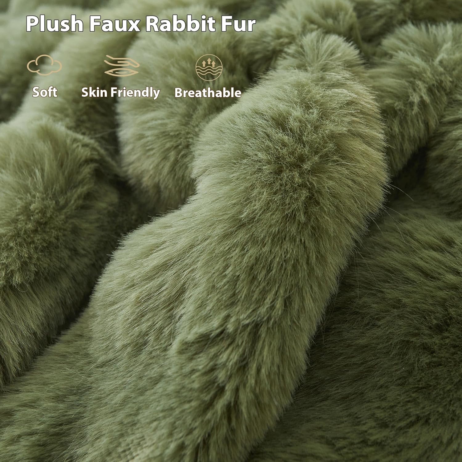 LIFEREVO Fluffy Faux Rabbit Fur Bubble Throw, Plush Shaggy Blanket for Couch Sofa Chair, Soft Cute Moss Furry Blanket Adults Kids Teens Girls, Fuzzy Throw for Bedroom Living Room, 50x60, Sage Green - Image 7