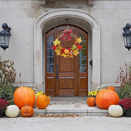 Miniatura 3 de Corona artificial de otoño, corona de otoño para puerta delantera, decoración de corona de calabaza para puerta delantera de tu hogar, decoración de