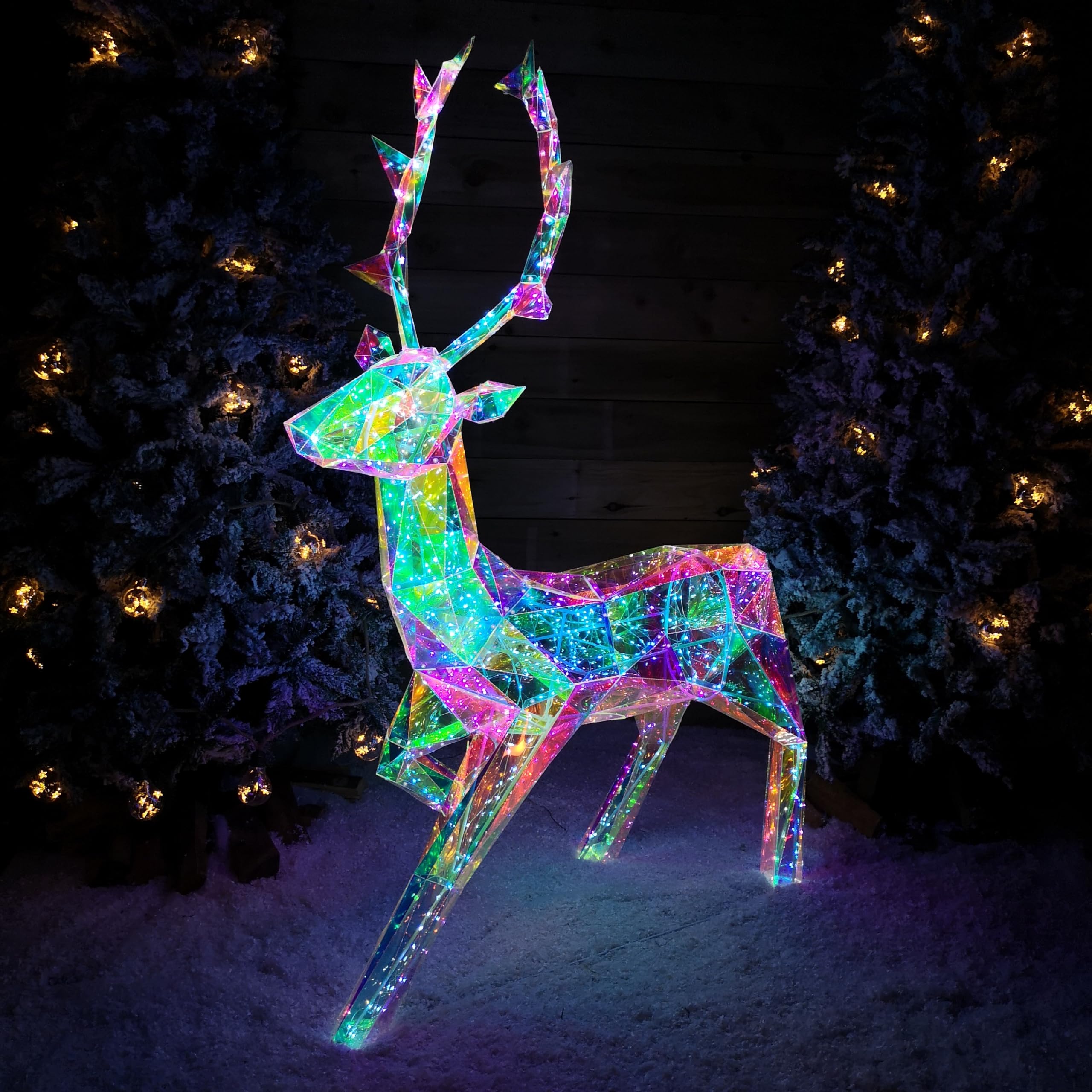 Samuel Alexander 1.4M Light Up Standing Iridescent Dreamlights Christmas Stag With 600 White Leds from B&Q