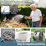 Garden Hose Metal 100FT, Stainless Steel Heavy Duty Water Hose with 10 Function Nozzle, No-Kink, Tough & Flexible, Sturdy and Lightweight, Rust Proof for Yard, Outdoor, RV