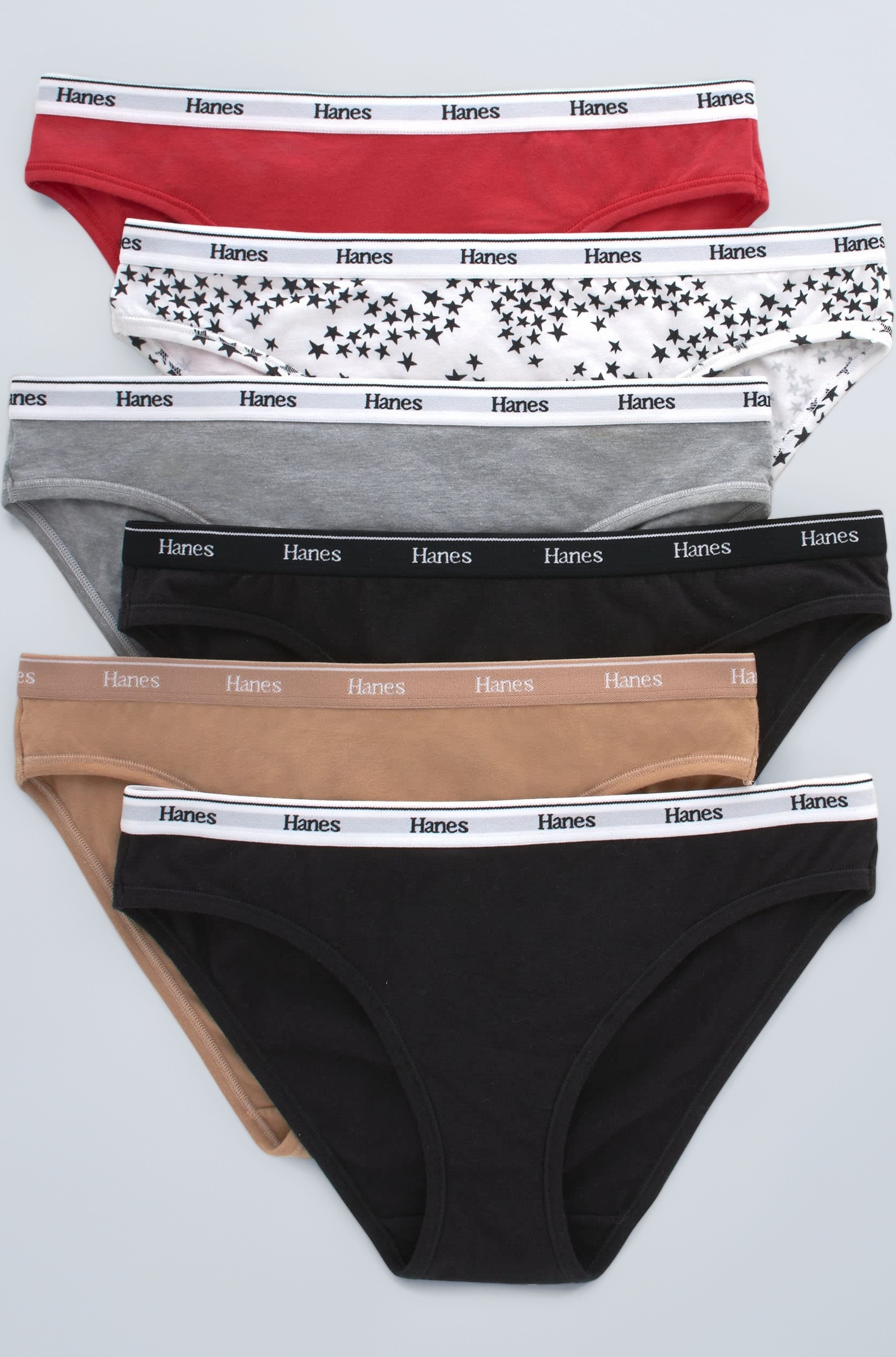 Originals 6 Pack Women's Cotton Stretch Knickers, Assorted Colours Basic Briefs (Pack of 6)