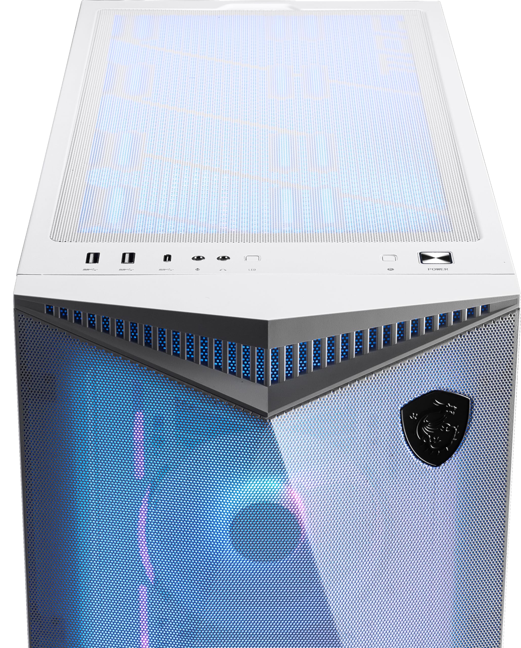 MSI MPG GUNGNIR 300R AIRFLOW WHITE – Case Mid-Tower, Supporto E-ATX, 4 Ventole ARGB da 120mm con Hub, Montaggio GPU Verticale con Stand, Filtri Antipolvere, Gestione Cavi, USB Type-C 20Gbps - Vista 6