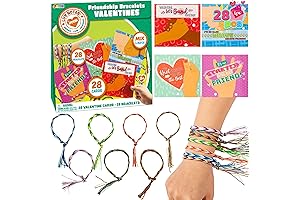 Valentines Day Gifts Cards for Kids with Color Friendship Bracelets
