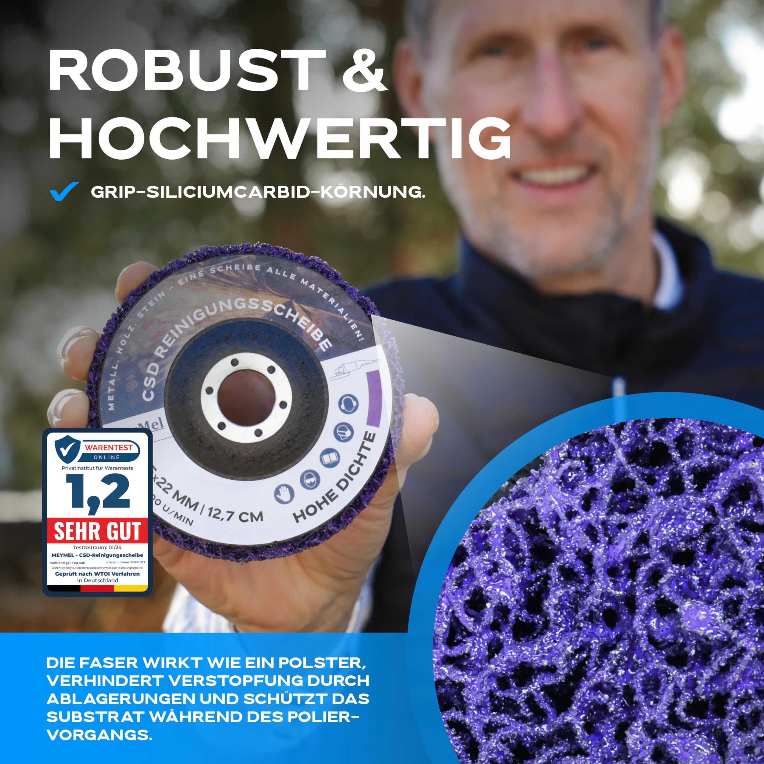 5 sztuk wysokiej jakości tarcza CSD 125 mm, 5 x gruba i 5 x średnia, wysoka wydajność i nietłukąca tarcza czyszcząca, do szlifierek kątowych 125 mm, środek do usuwania rdzy do Flex, drewno