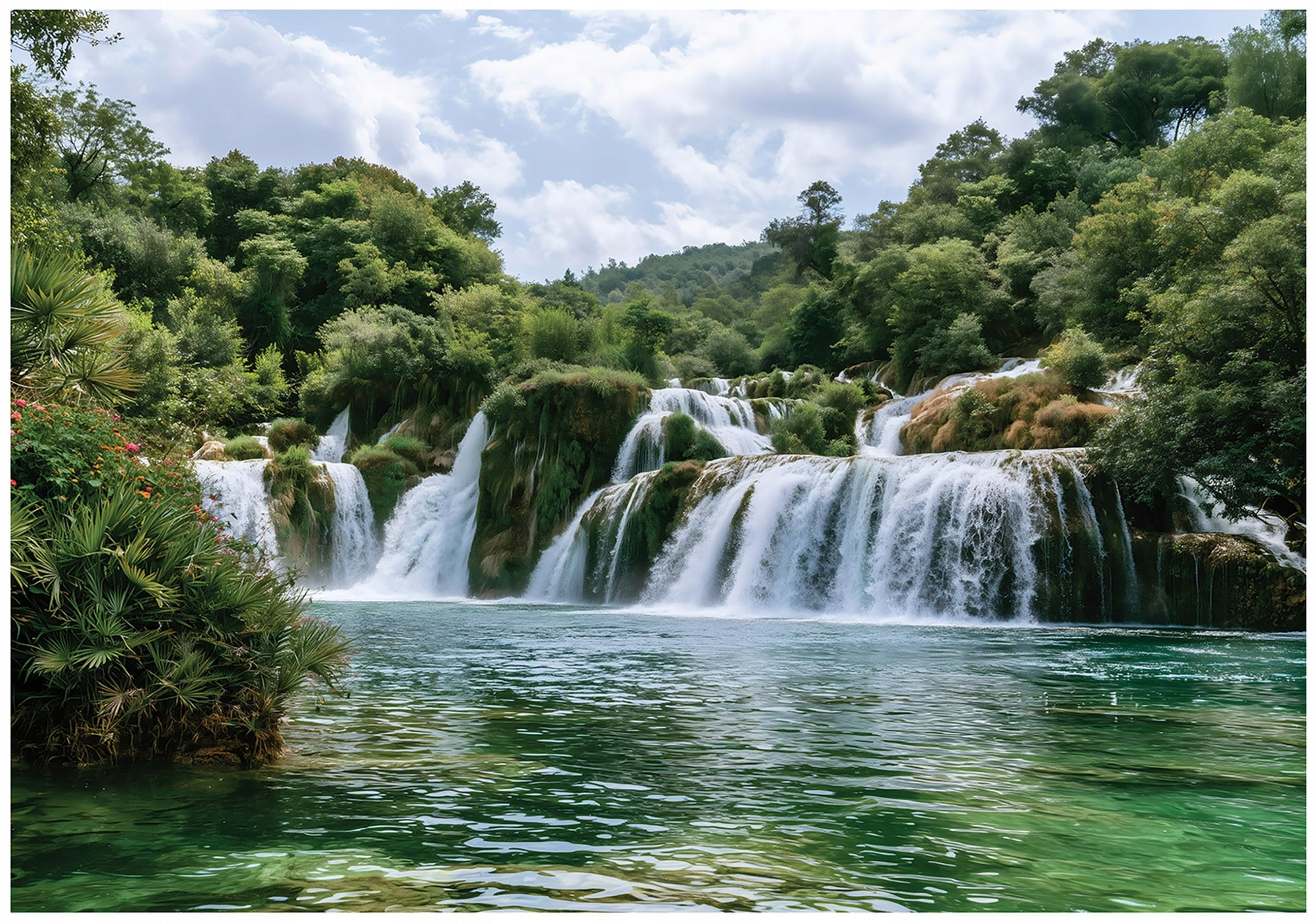 Wallarena Waterfall Green Non-Woven Photo Wallpaper 300 X 210 Cm