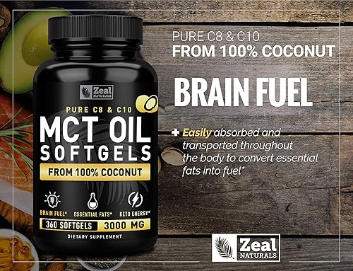 Miniatura 5 de Cápsulas de aceite Pure MCT 360 cápsulas blandas  3000 mg de suministro de 4 meses de píldoras Keto de aceite MCT con aceite de coco sin refinar