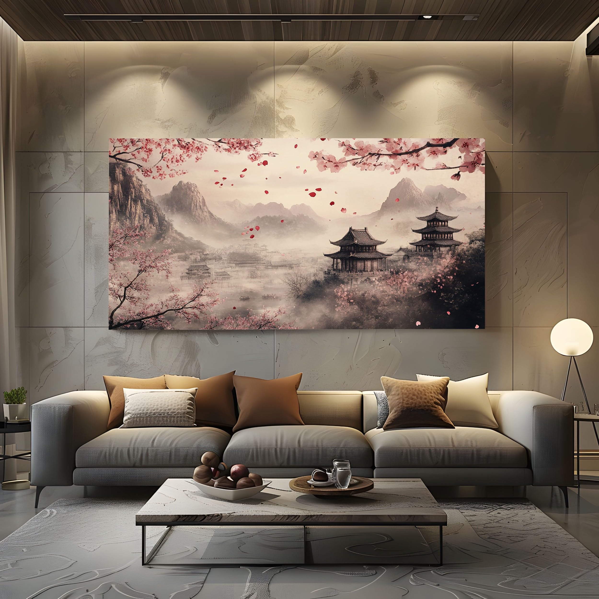 ZORYAN Moderne Wandbilder Japanische Kirschblüten Bilder XXL für Wohnzimmer