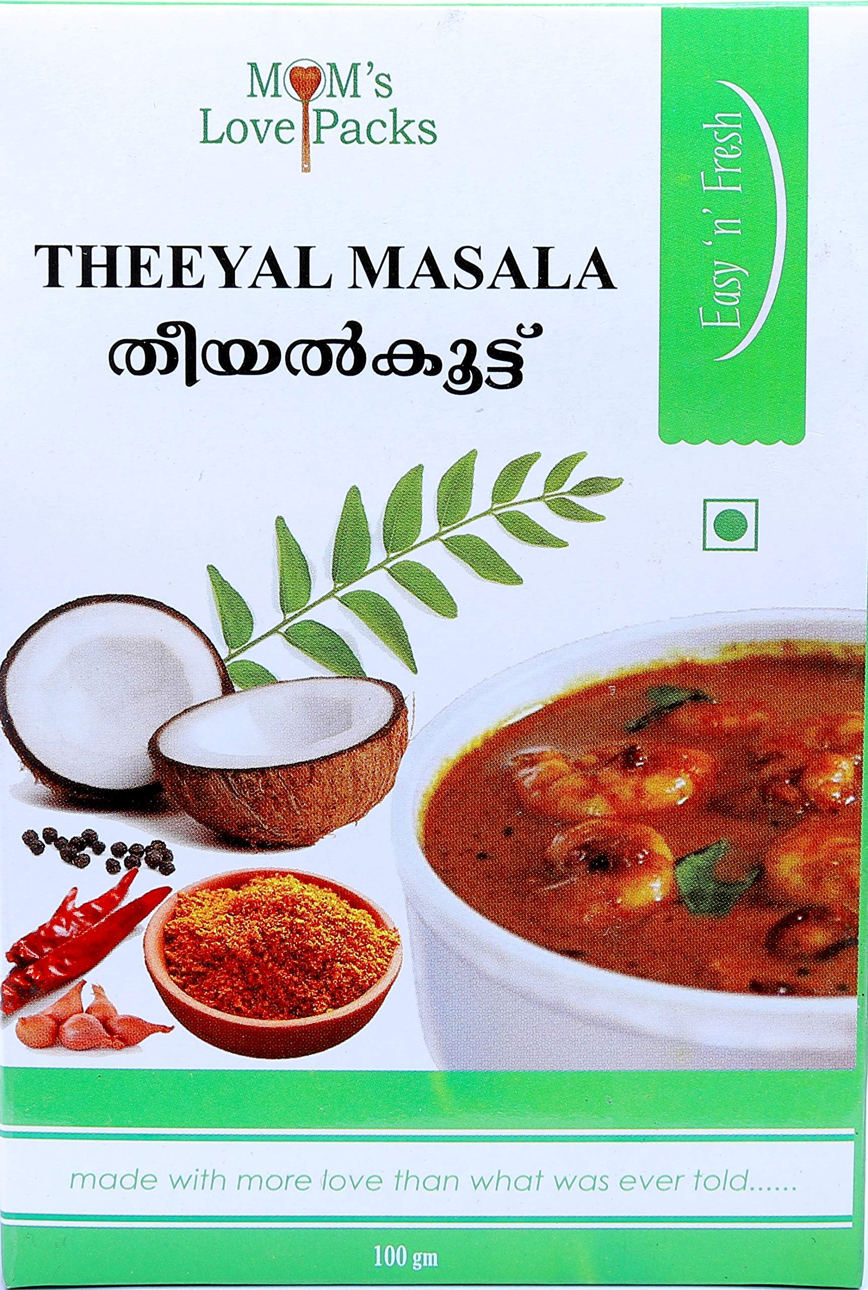 Mom's Love Packs Vegetarian Roasted Coconut Masala 100gm | for Prawns, Chana, Vegetable
