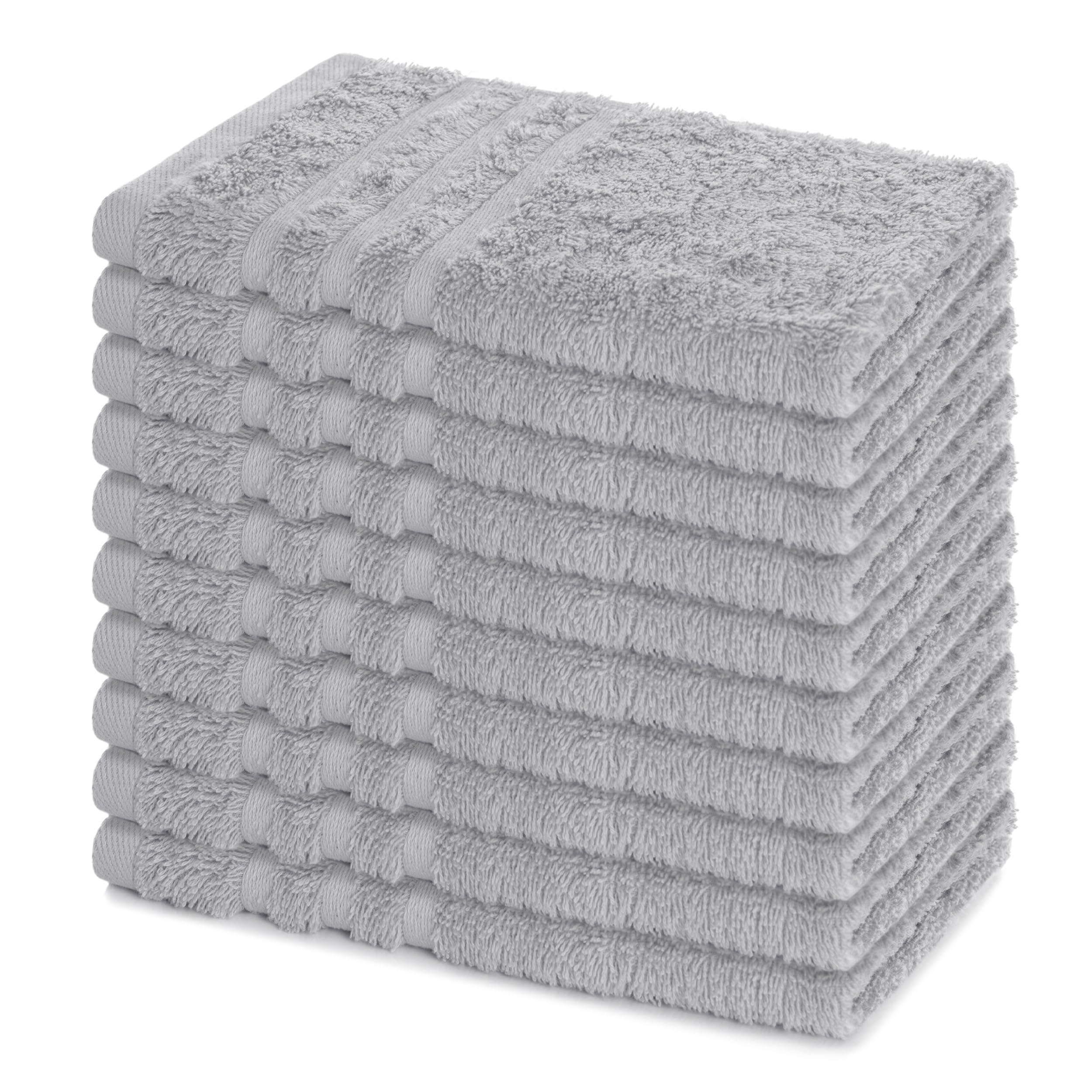 Lavea® 10 Asciugamani Ospite 30x50 cm in Spugna di Cotone 100% Morbidi e Assorbenti, per Casa Hotel Spa – Ideali anche come Asciugamani Bagno Viso e Bidet Argento