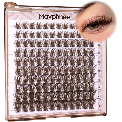 Mavphnee Brown Lash Clusters Dark Brown Eyelash Extensions Natural Lash Extensions Fairy Cluster Eyelash Extensions Wispy D-Curly Individual Eyelashes Clusters 10-18MM 120Pcs Soft Cluster Lashes