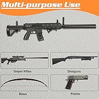 Vista 6 de Soporte de pared para rifles de metal horizontales para colgar y almacenar, soporte para pistola de acero resistente con acolchado suave, almacena