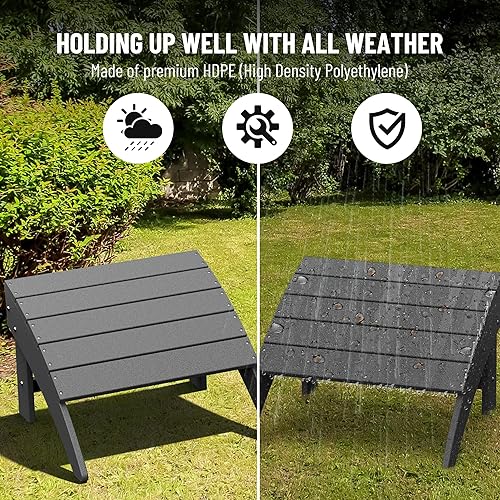 Miniatura 3 de Adirondack - Taburete otomano para exteriores, resistente a la intemperie, reposapiés de plástico para silla Adirondack, ampliamente utilizado para