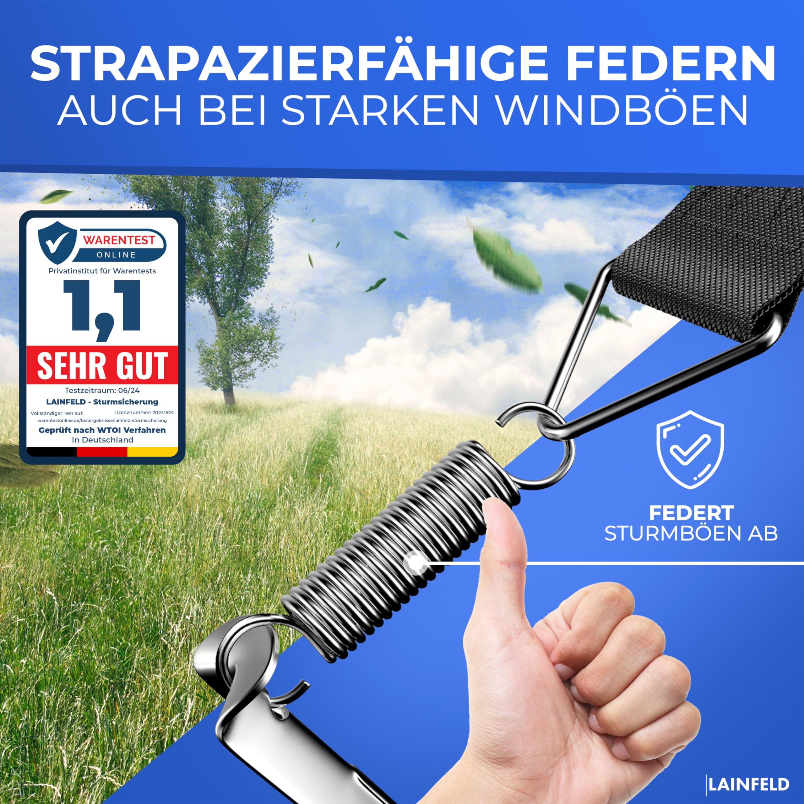 Sturmband-Set für Thule Omnistor Vorzelte – Sturmsicherung für Wohnmobil-Markisen 35cm Heringen Ankerplatte