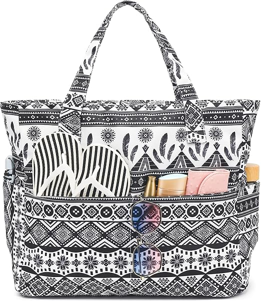 Waterproof Beach Tote Pool Bags for Women Ladies Extra Large Gym Tote Carry On Bag With Wet Compartment for Weekender Travel