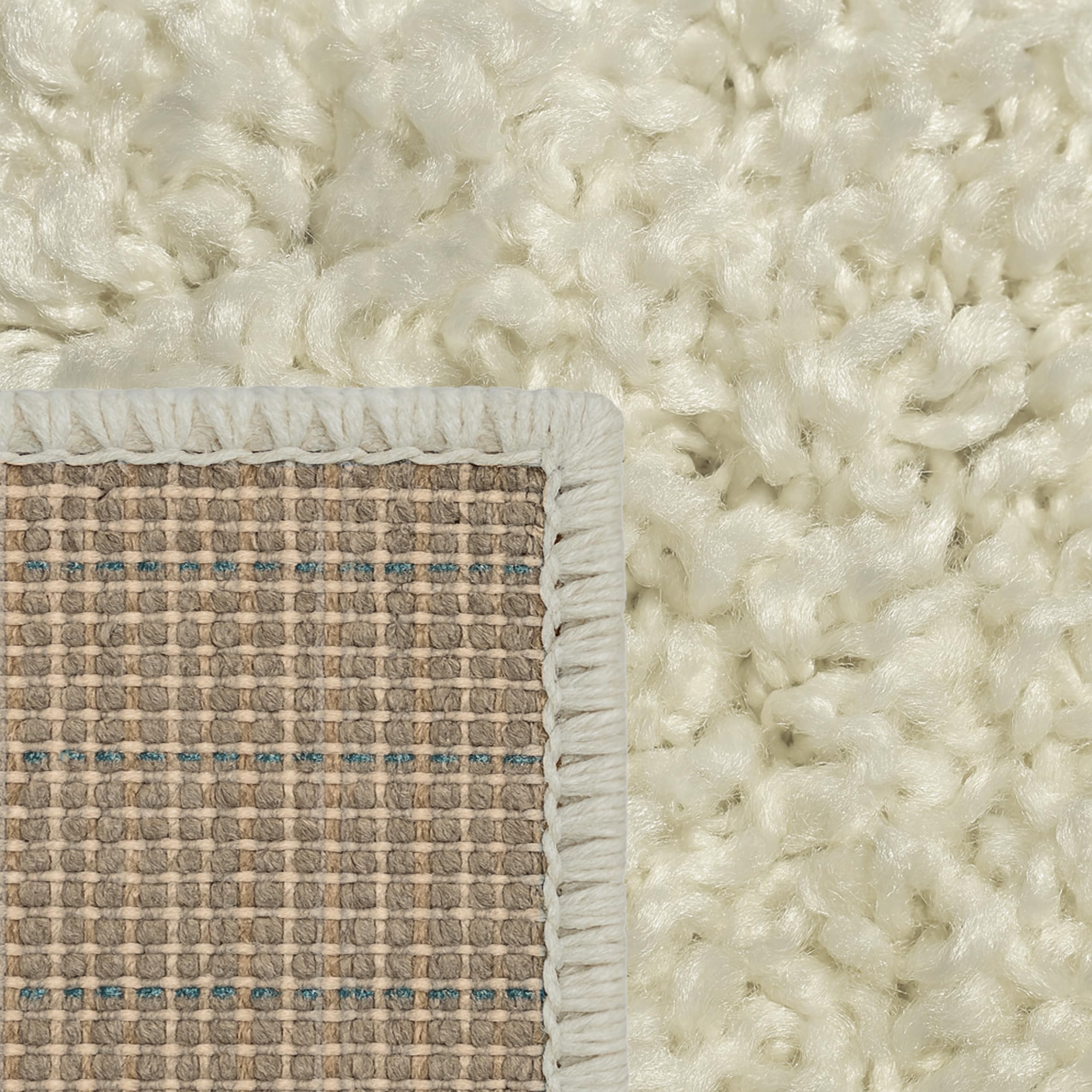 Teppich-Traum Moderner Shaggy Teppich Hochflor Uni Creme 140x200 cm