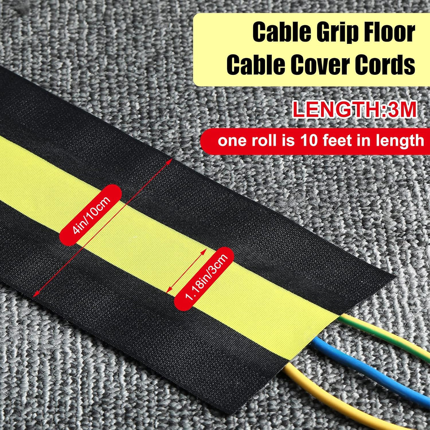 WILLBOND Cable Grip Floor Cable Cover Cords Cable Protector Cable