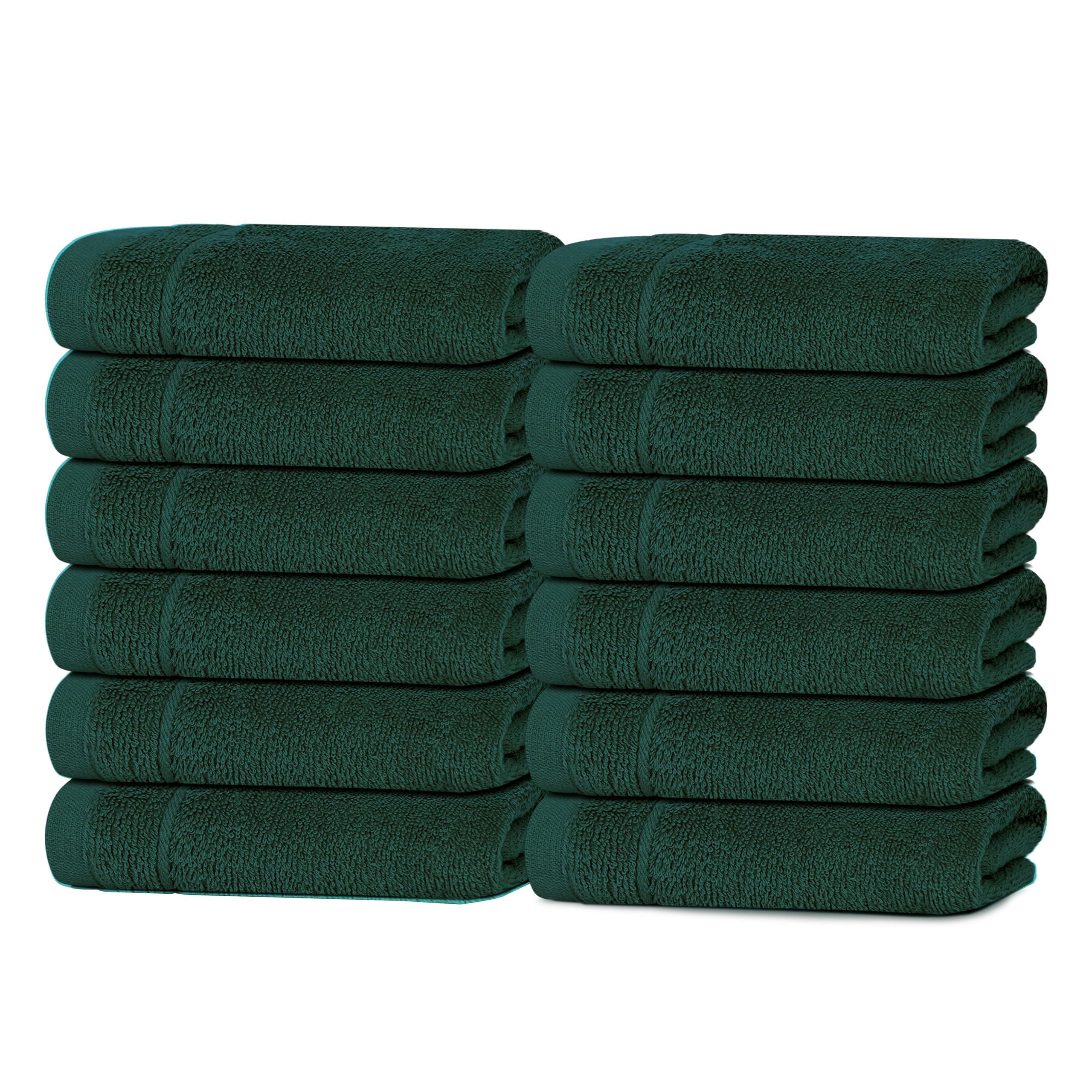 Tens Towels Pack of 12 Washcloths, 12 x 12 Inches, Lighter Weight, Quick to Dry, Super Soft & Absorbent, Gentle Face Towels, Hotel Quality, Perfect