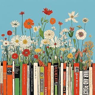Jigsaw Puzzles for Adults 1000 Pieces, Vintage Books Flowers | Peaceful Still Life Art, Relaxing Challenging Square Puzzle for Family Fun Home Decor, 22.5x22.5 Inches