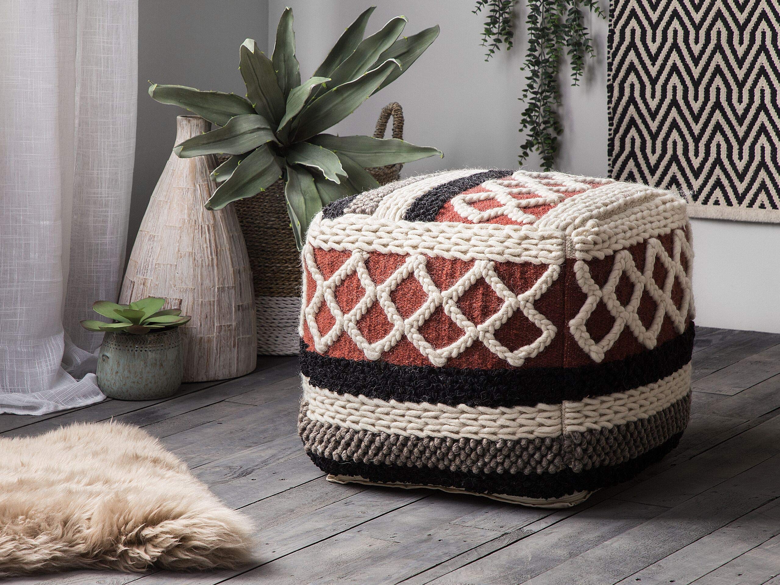Beliani Pouf in tessuto multicolore 42 x 48 cm