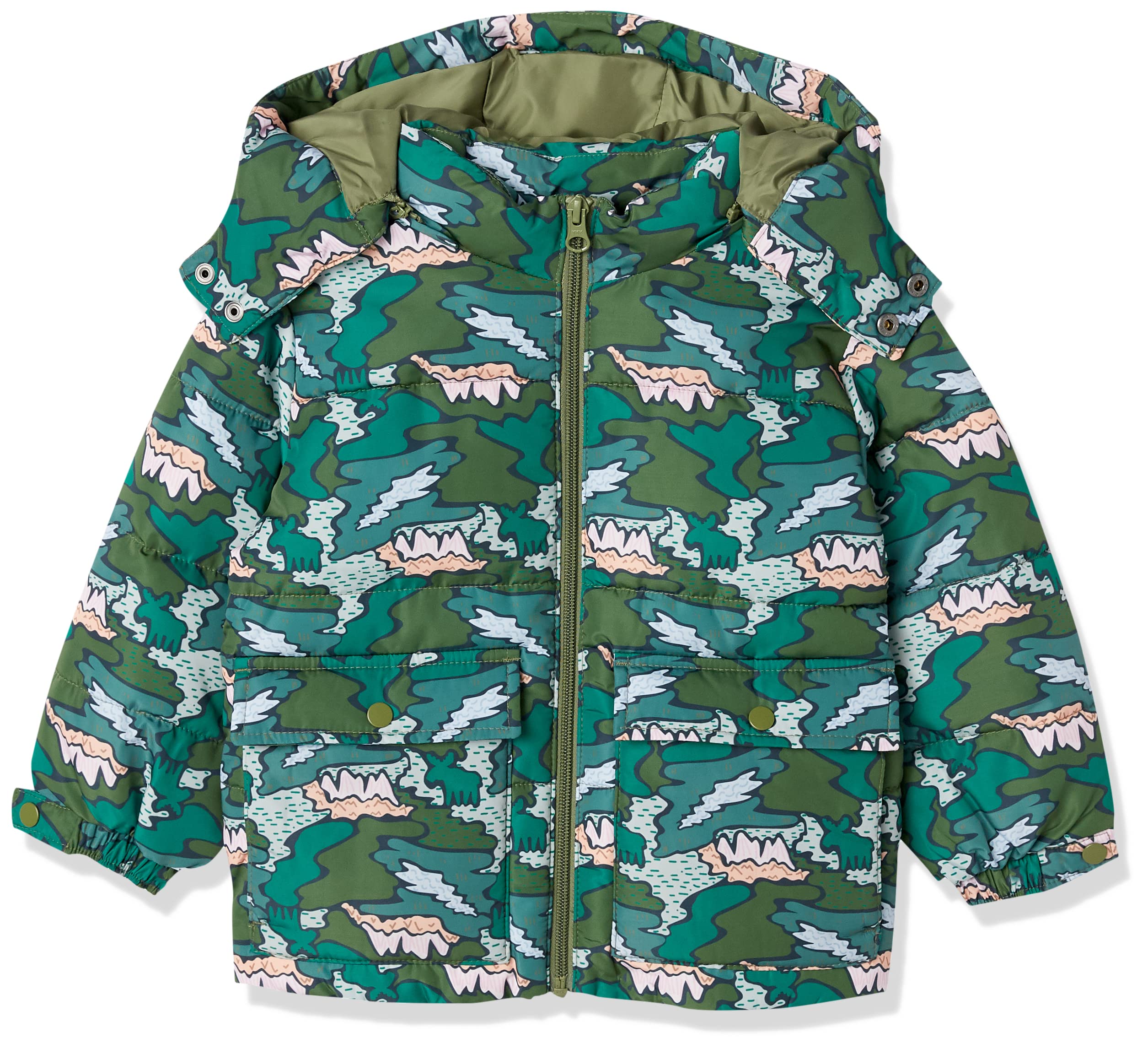 Photo 1 of Amazon Aware Unisex Kids and Toddlers' Recycled Polyester Long Sleeve Puffer Jacket (Previously 3T Green Print