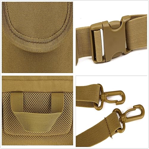 Miniatura 5 de UNISTRENGH Riñonera táctica con 2 bolsillos para botella de agua, riñoneras militares, impermeable, para caza, senderismo, correr, Negro -