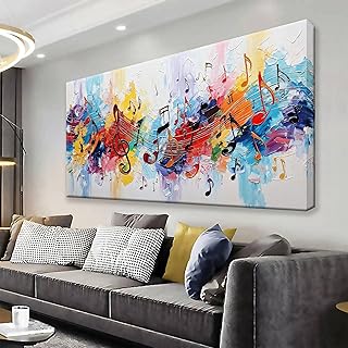 Suconvng Abstract Wall Art For Living Room Colorful Musical Note Canvas ...