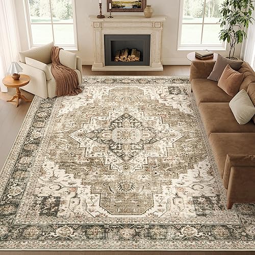 Miniatura 243 de Alfombras de área de 8 x 10 pies para sala de estar, vintage lavable con parte trasera antideslizante, resistente a las manchas, alfombra de área