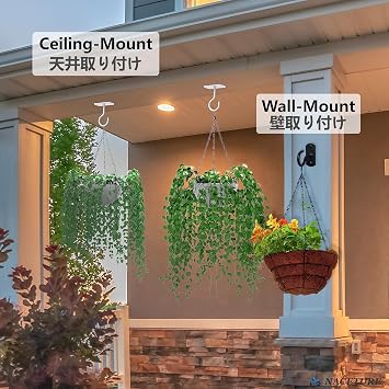 NACETURE Ceiling Hooks for Hanging Plants - Square Wall Mount Plant Hanger Indoor Hanging Hooks Metal Plant Bracket Iron Lanterns Hangers for Wind Chimes, Planters (White, 2.5 Inch 2 Pack)