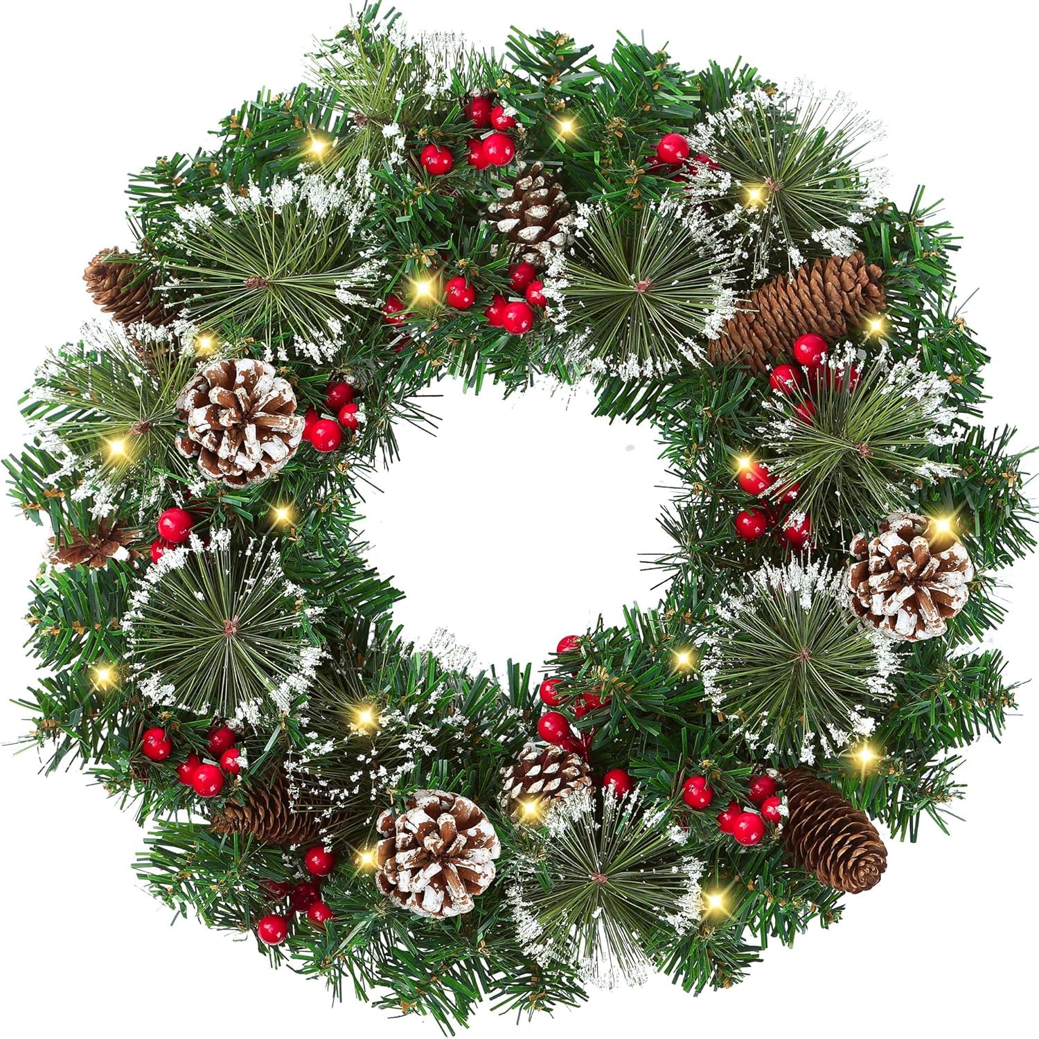 12 Inch Christmas Wreath for Door & Home Decor | Merry Xmas Wreath Ring | Christmas Decorations Items for Home Office | Wreath for Christmas Tree Wall Staircase | Christmas Reeth Door Decoration
