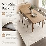 Tapis lavable 5x7 AG Home, tapis boho doux à profil bas, tapis antidérapant avec design texturé neutre, tapis lavable en machine pour salon, chambre, salle à manger, crème