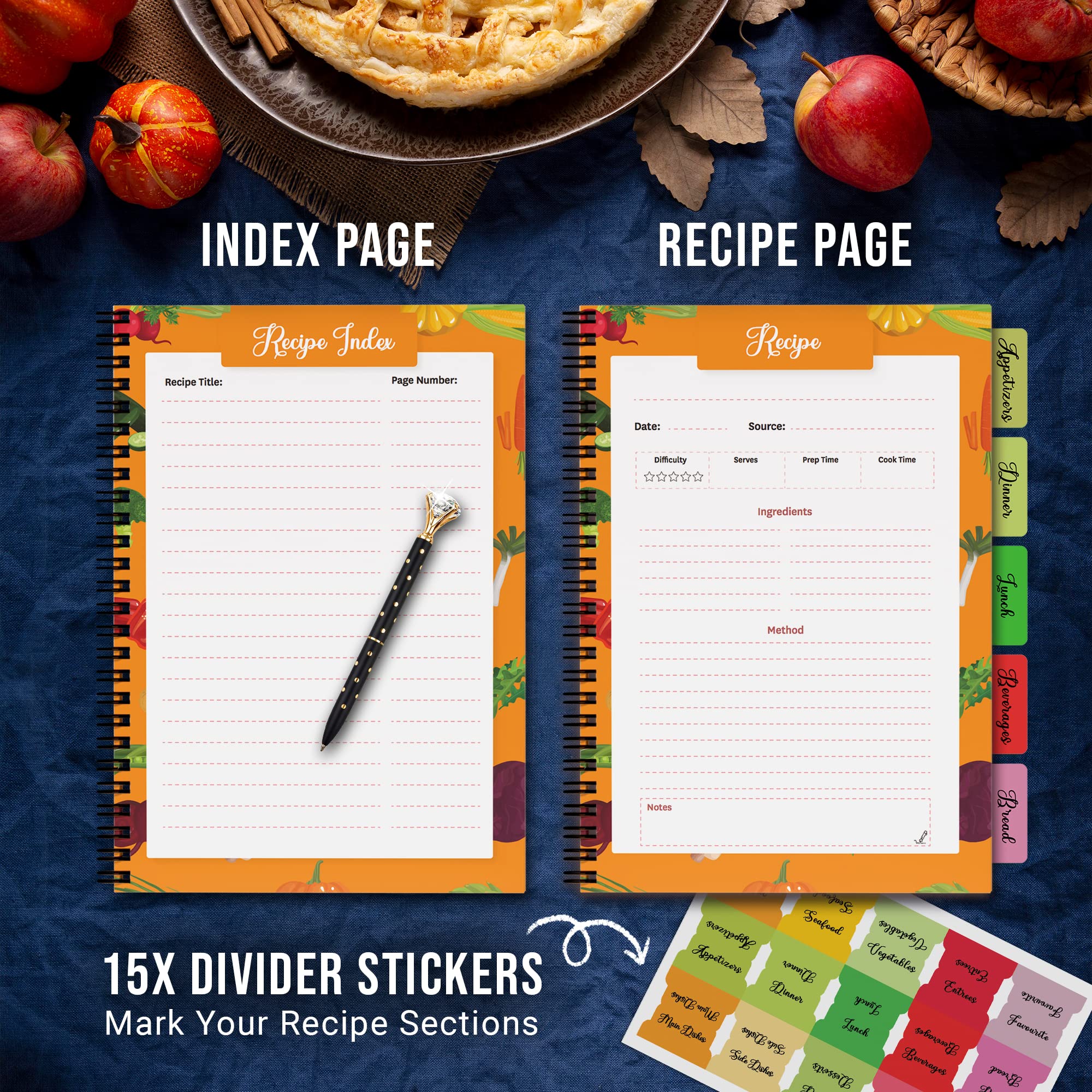 Recipe Book with Diamond Pen, Marble Recipe Book to Write Your Own ...