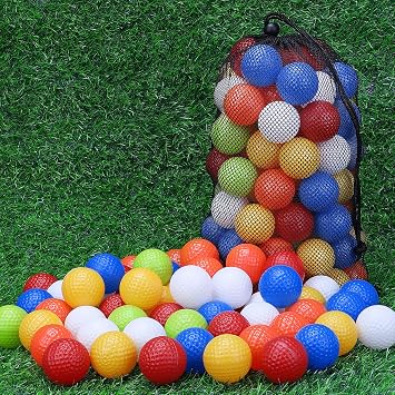 Coopay 60/120/240 Pack Practice Golf Balls, 42mm Plastic Golf Training Balls with a Drawstring Bag Hollow Sports Limited Flight for Swing Practice Driving Range Backyard Home