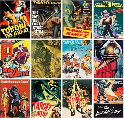Miniatura 2 de Calendario de pared 2024 12 páginas de 8 x 12 pulgadas Robots de ciencia ficción, pósteres de películas de basura vintage