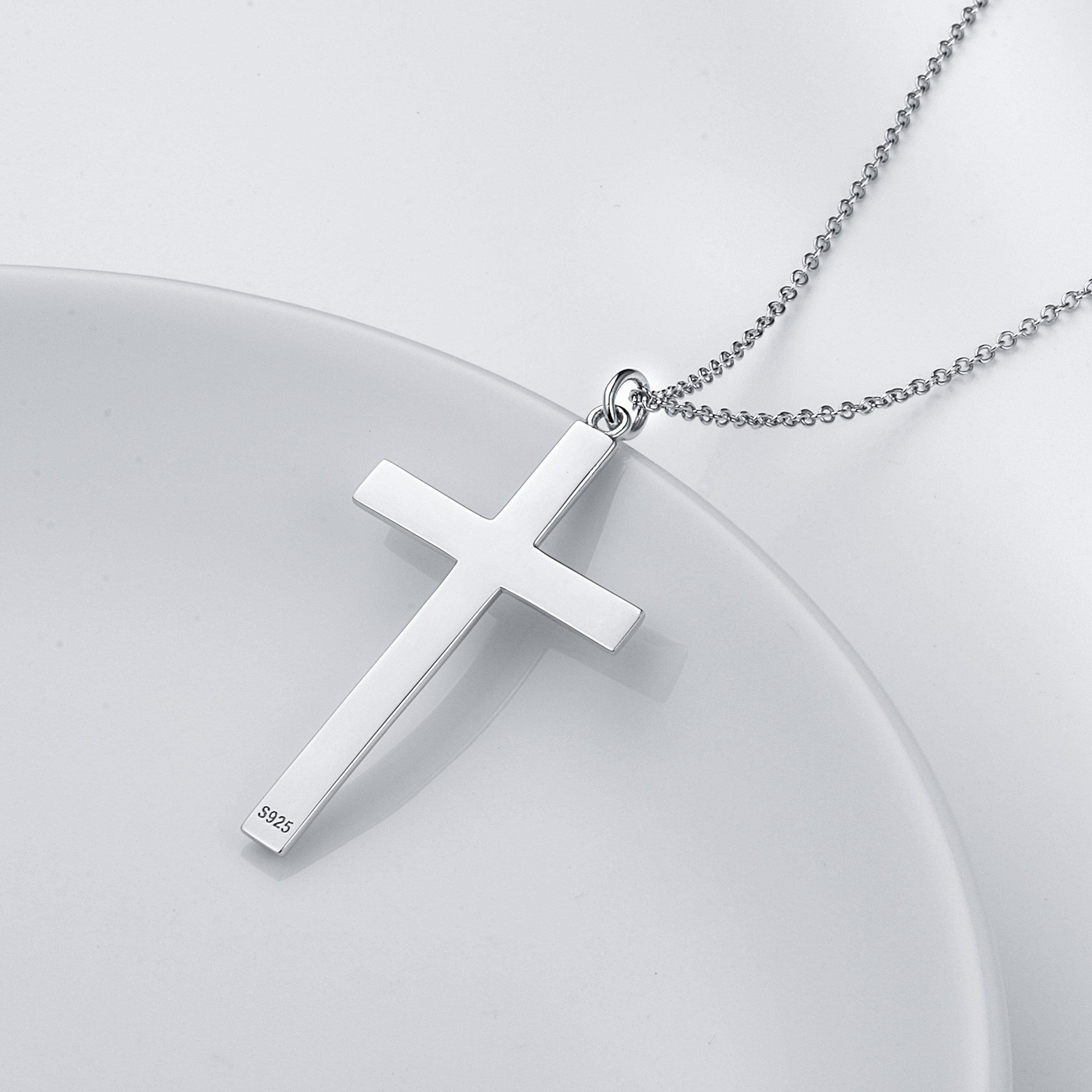Flyow Kreuz Halskette 925 Sterling Silber klassische Schlichte Kreuz Anhänger Halskette Religiöser Christliche Kette Schmuck Geschenke für Damen Herren