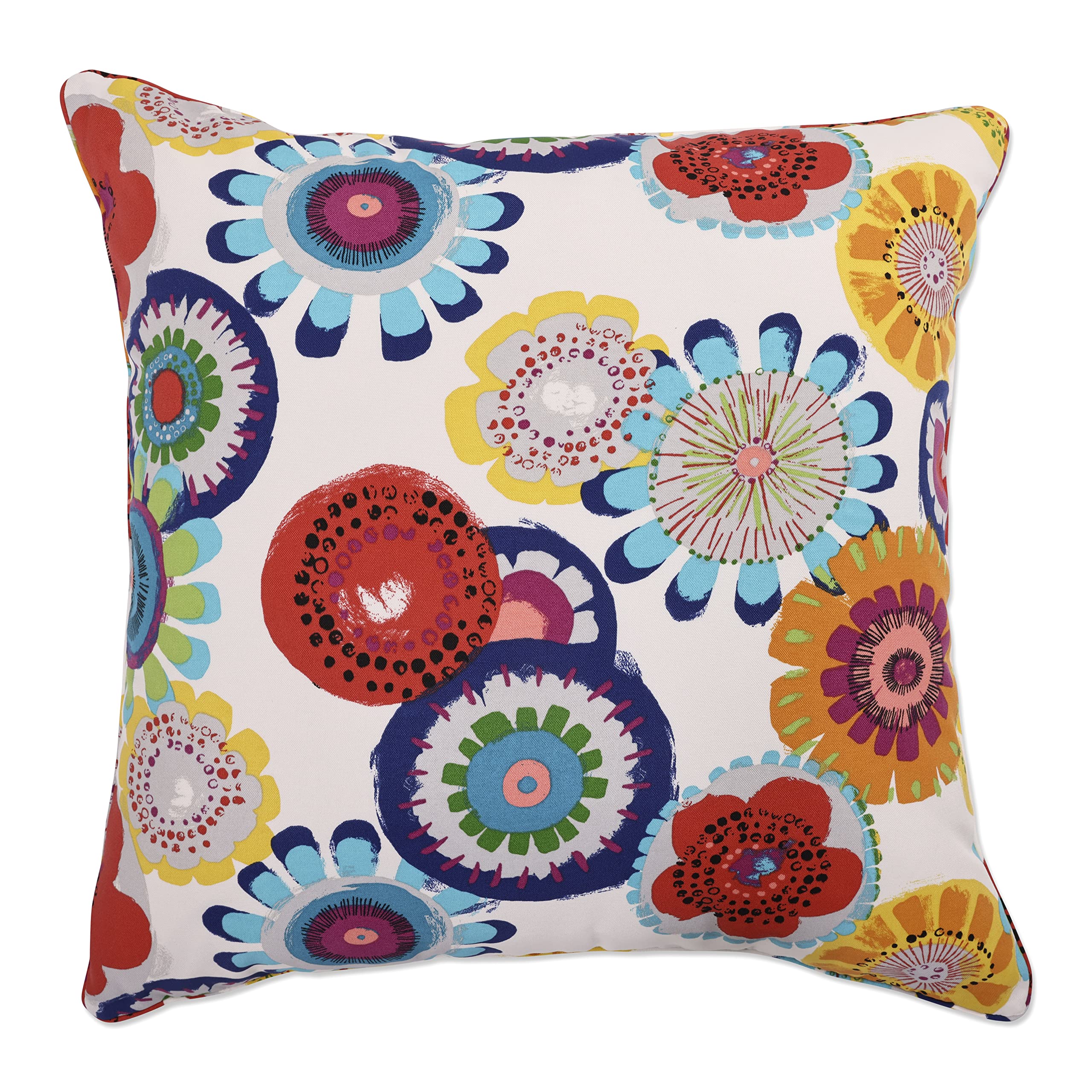 Photo 1 of Pillow Perfect Bright Floral Outdoor Throw Accent Pillow, Plush Fill, Weather, and Fade Resistant, Oversize Square - 25" x 25", Blue/Ivory Crosby, 2 Count Blue/Ivory Crosby Oversize Square - 25" x 25"