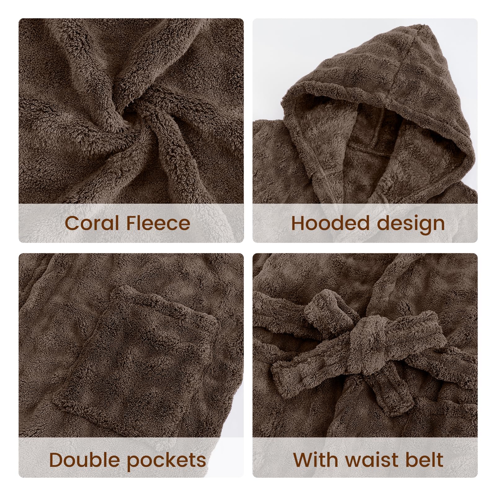 WYTbaby Accappatoio unisex in morbido pile con cappuccio per bambini da 4 a 14 anni