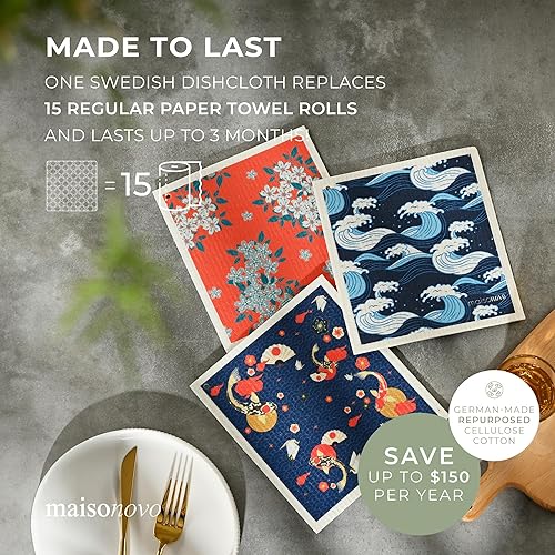 Miniatura 5 de MAISONOVO Toallas de papel reutilizables lavables  Kyoto Mix Pack de 6