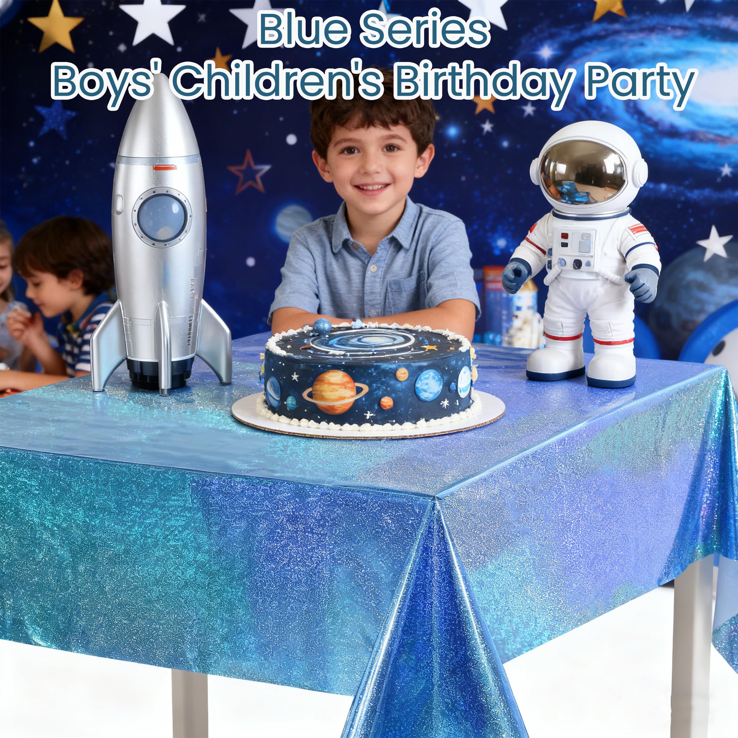 6 PCS Tovaglia Glitter Blu Compleanno, Tovaglia Glitter 137×183 cm per Feste, Rettangolare, Decorazione Brillante per Compleanni, Baby Shower, Matrimoni, Eventi a Tema, Tavolo Buffet (Blu)