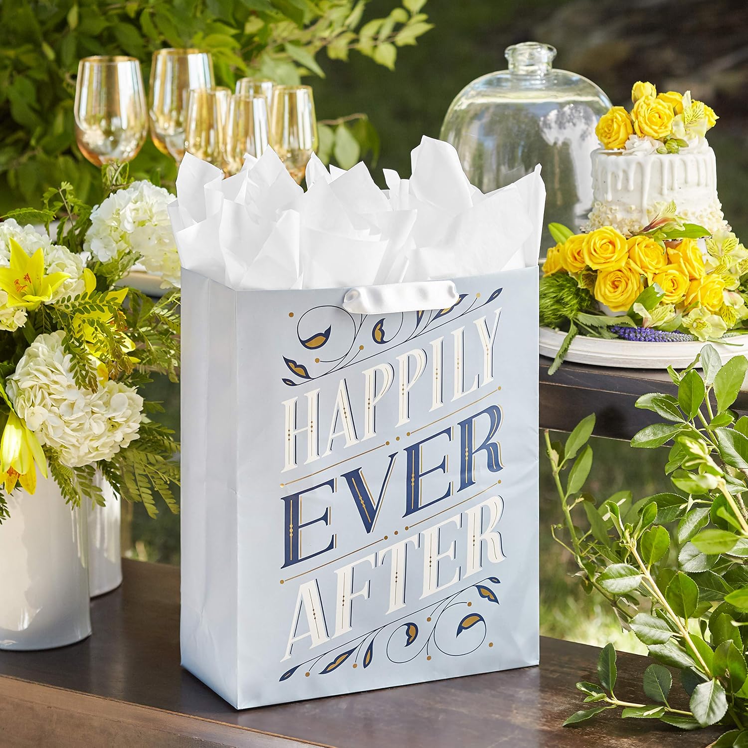 Hallmark 15" Extra Large Wedding Gift Bag with Tissue (Happily Ever After) image 2