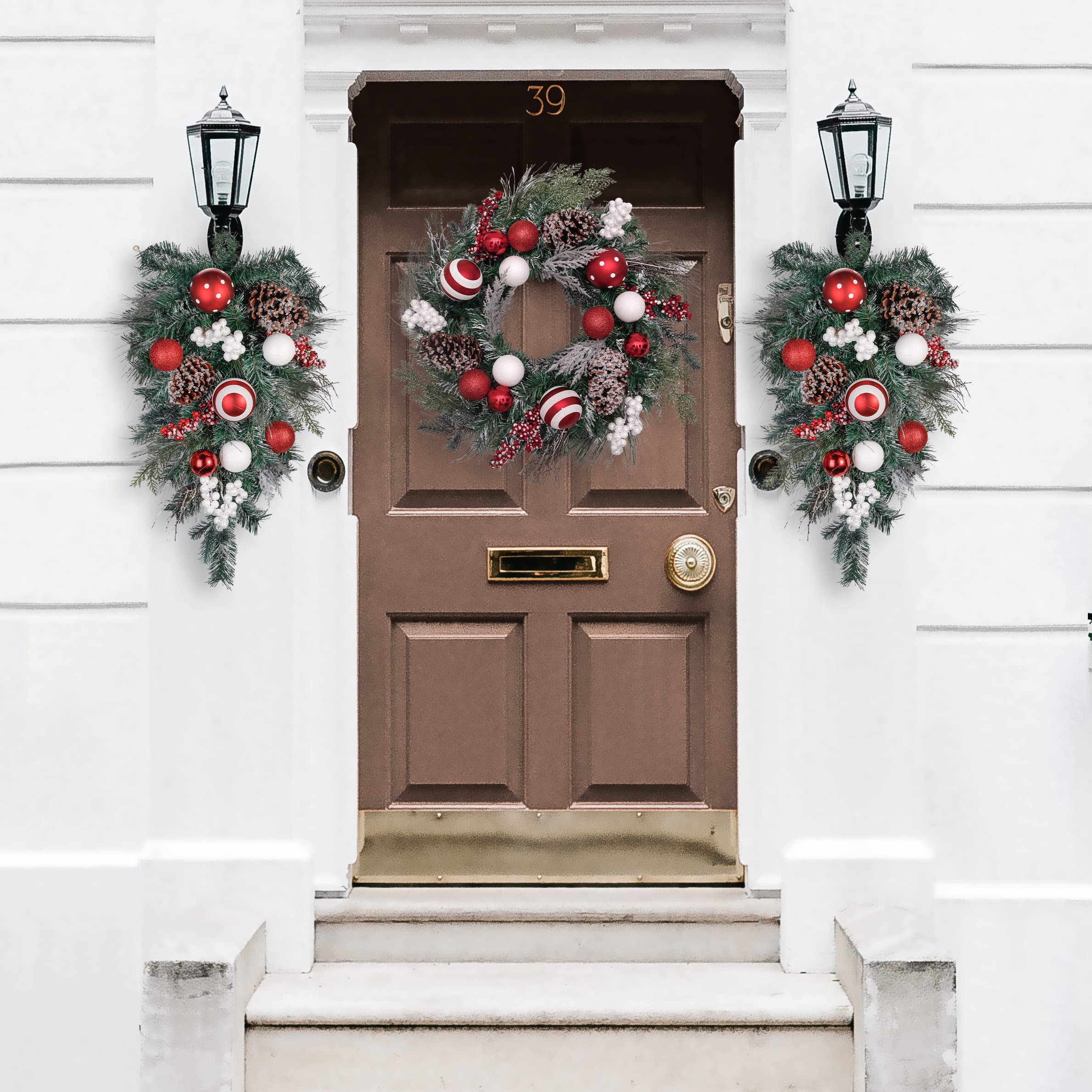 Valery Madelyn Weihnachten Swag 65cm - LED Girlande Mit Silberkugeln