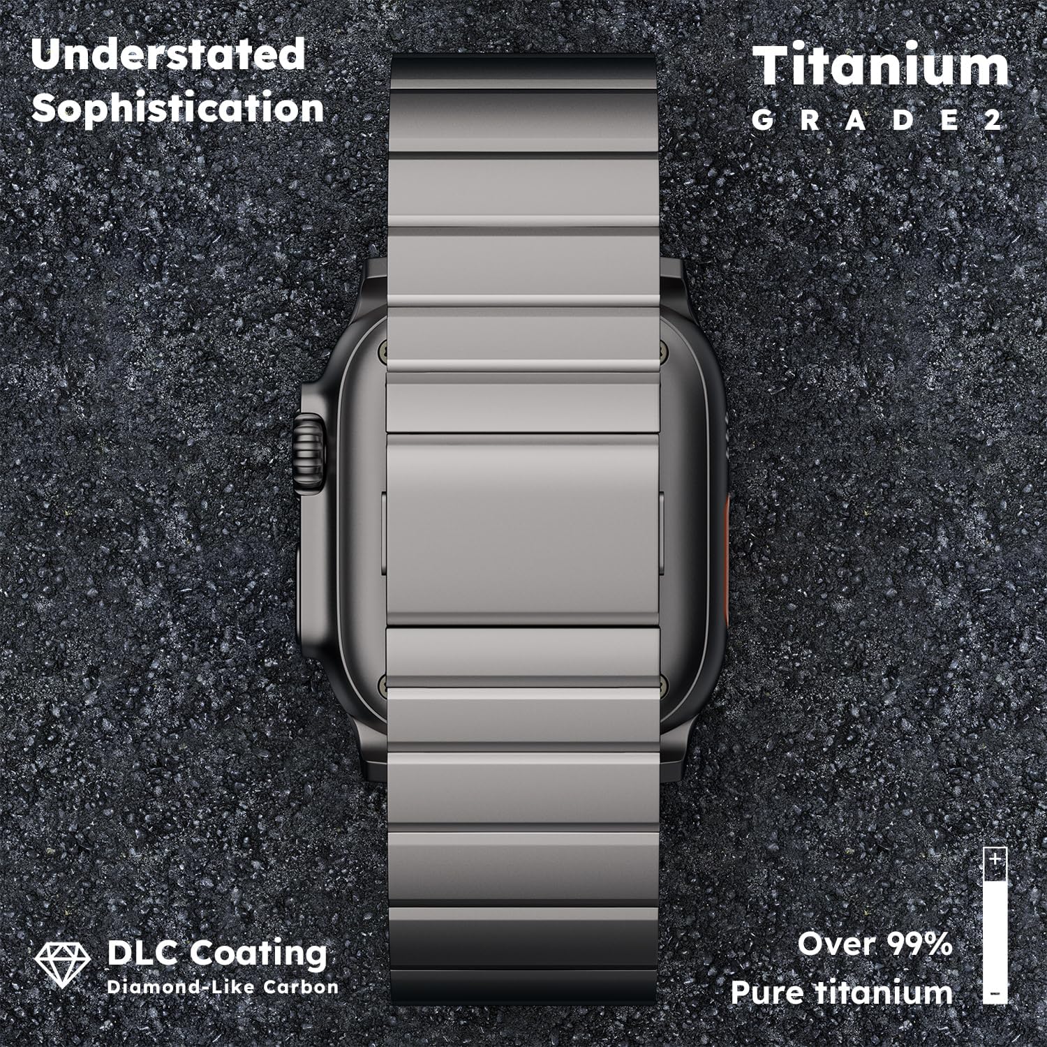 LULULOOK Titanium Band for Apple Watch Ultra 3/Ultra 2 49mm, Adjustable Magnetic Clasp Titanium Metal Straps, Men’s iWatch Band for Ultra with DLC Scratch Resistant Coating - Image 9
