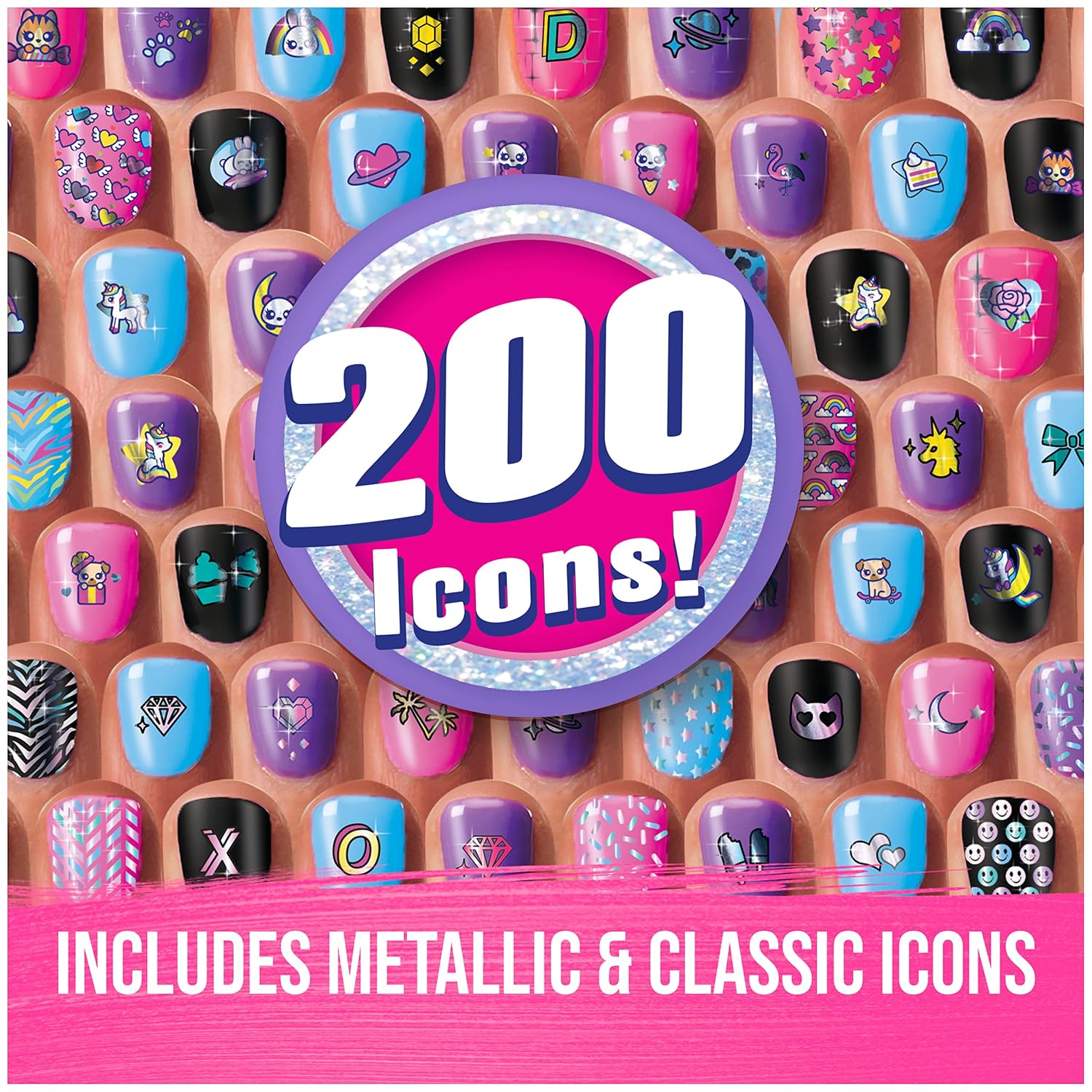 Cool Maker, GO GLAM U-nique Metallic Nail Salon with 200 Icons and Designs, 4 Polishes, Stamper & Dryer, Nail Kit for Girls, Amazon Exclusive