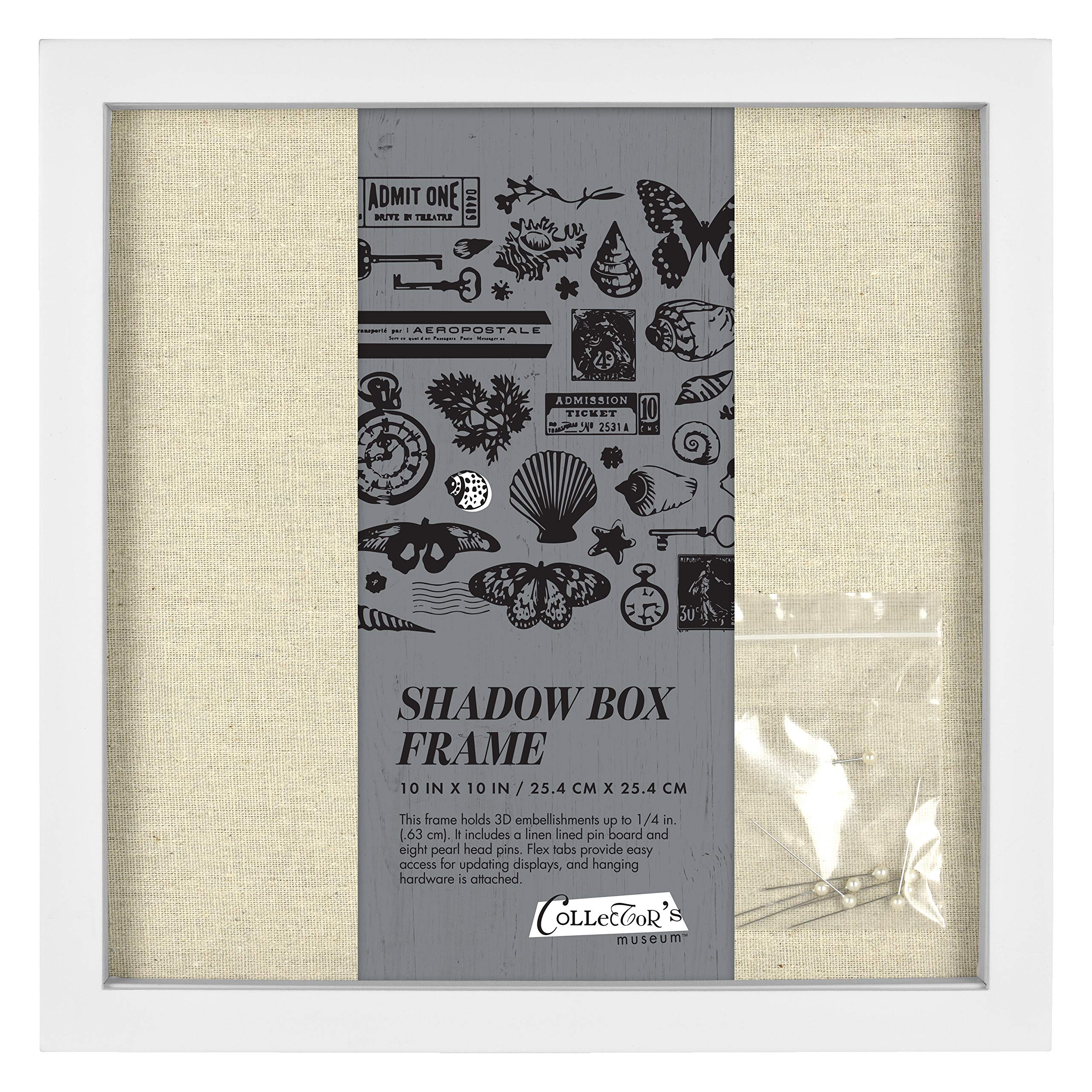 MCS Linen Lined Shadow Box Frame, 10 x 10 in, White