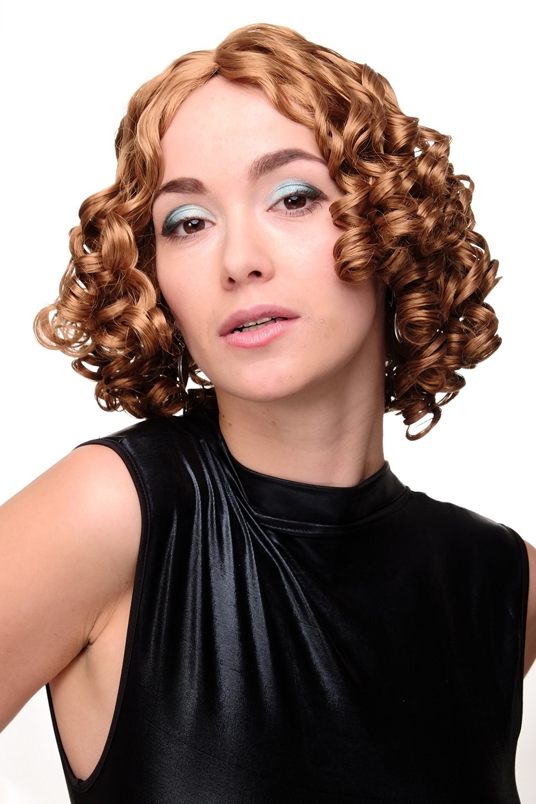 WIG ME UP Perücke Mit Korkenzieherlocken | Karneval, Halloween, Cosplay | Dunkelblond, Elastisches Haarnetz | Party-Perücke Ready To Wear
