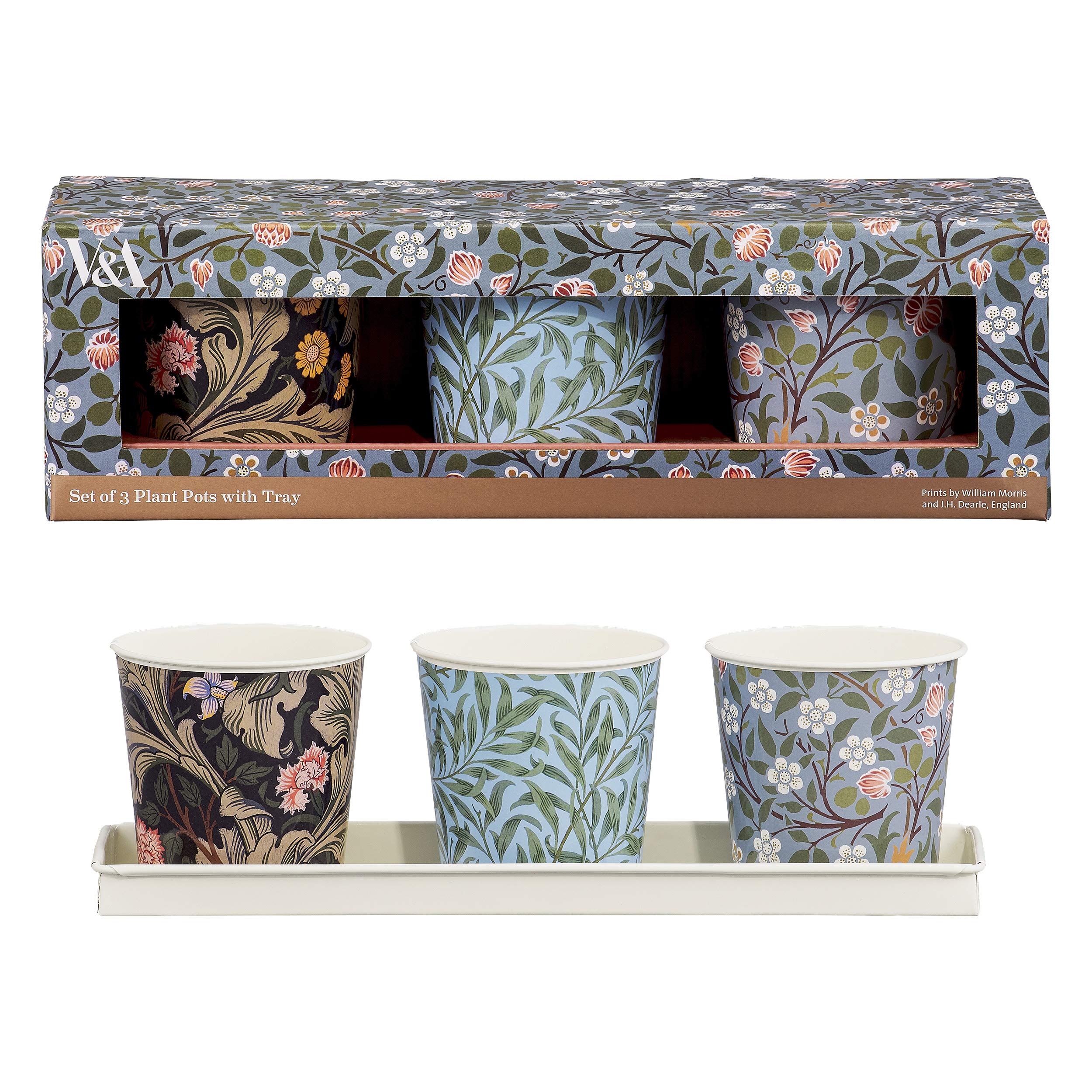 Amazon.com: V&A Set of 3 Plant Pots with Tray, Multi : Patio, Lawn & Garden